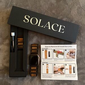 Solace Ridge Apple Watch Band – Black Stainless Steel - Walnut universal fit